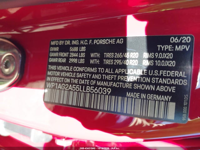 2020 PORSCHE MACAN WP1AG2A55LLB56039 Photo 8