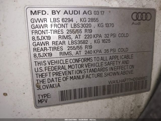 2017 AUDI Q7 WA1LHAF77HD049887 Photo 8