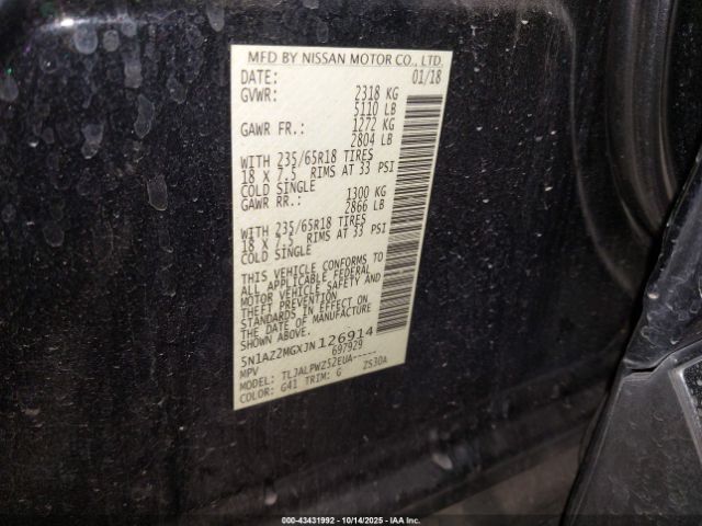 2018 NISSAN MURANO 5N1AZ2MGXJN126914 Photo 8