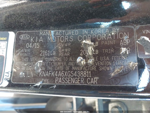 KNAFK4A6XG5438811 KIA mpi nu