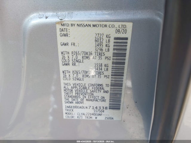 2020 NISSAN FRONTIER 1N6ED0EA0LN714338 Photo 8