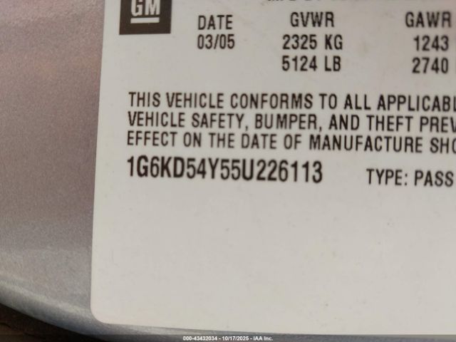 2005 CADILLAC DEVILLE 1G6KD54Y55U226113 Photo 8