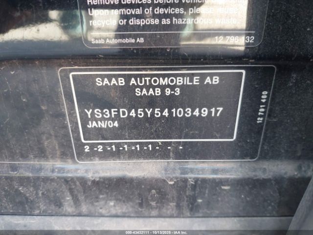2004 SAAB 9-3 YS3FD45Y541034917 Photo 8