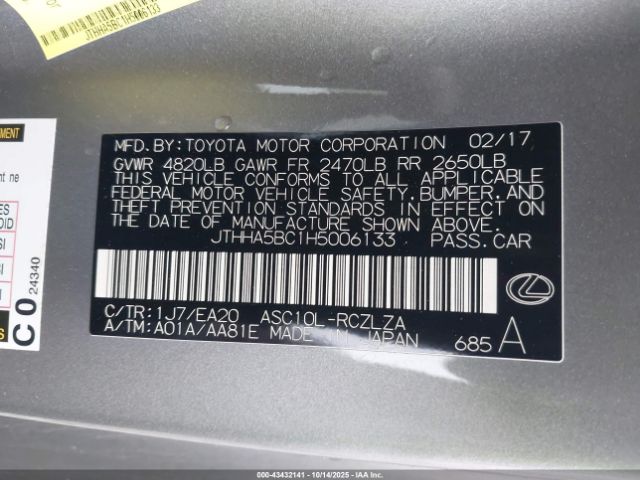 2017 LEXUS RC 200T JTHHA5BC1H5006133 Photo 8