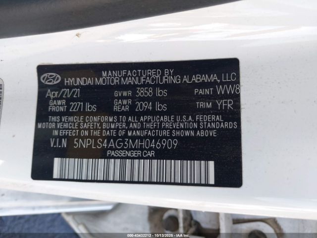 2021 HYUNDAI ELANTRA 5NPLS4AG3MH046909 Photo 8