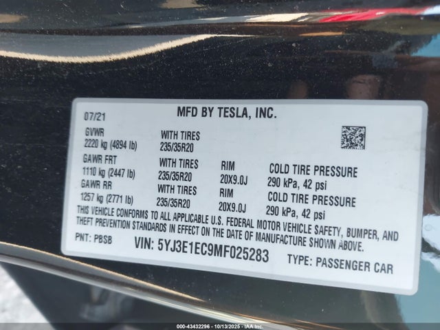 2021 TESLA MODEL 3 5YJ3E1EC9MF025283 Photo 8