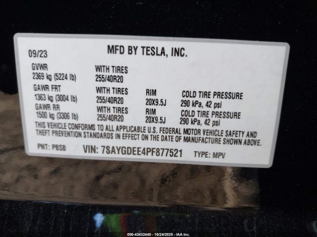 2023 TESLA MODEL Y 7SAYGDEE4PF877521 Photo 8