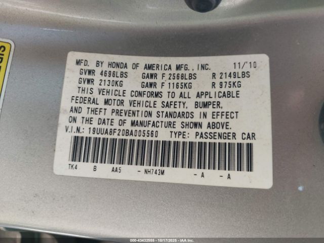 2011 ACURA TL 19UUA8F20BA005560 Photo 8