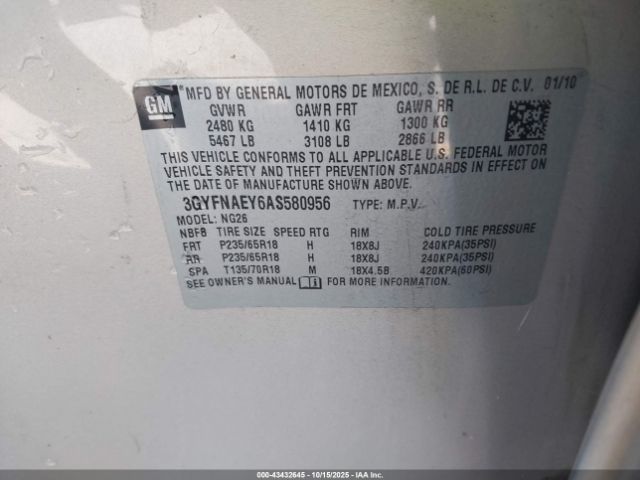 2010 CADILLAC SRX 3GYFNAEY6AS580956 Photo 8