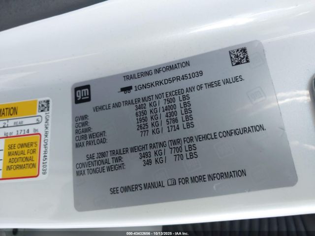 2023 CHEVROLET TAHOE 1GNSKRKD5PR451039 Photo 8