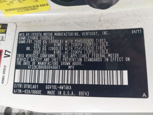 2011 TOYOTA VENZA 4T3ZK3BB0BU040661 Photo 8