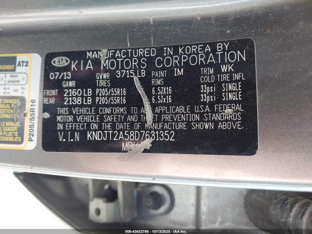 Продаж на аукціоні авто 2013 Kia Soul, vin: KNDJT2A58D7631352, номер лоту: 43432766