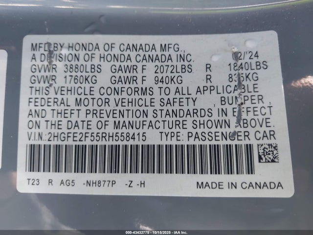 2HGFE2F55RH558415 Honda Civic Sport