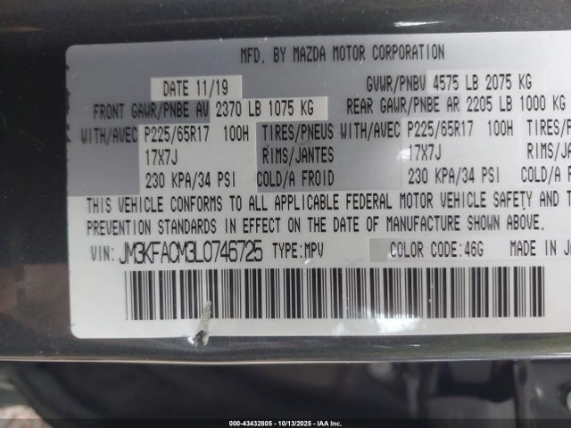 JM3KFACM3L0746725 Mazda Cx-5 Touring