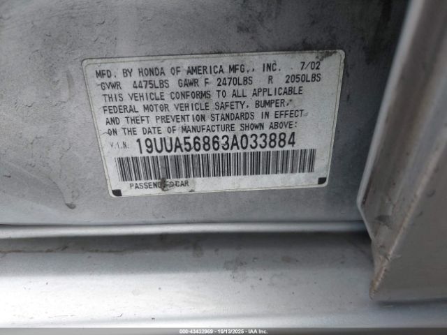 2003 ACURA TL 19UUA56863A033884 Photo 8