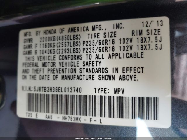 2014 ACURA RDX 5J8TB3H36EL013740 Photo 8