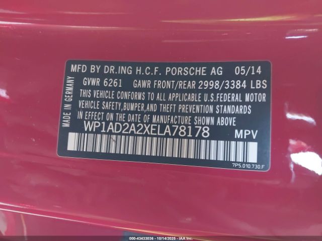 2014 PORSCHE CAYENNE WP1AD2A2XELA78178 Photo 8