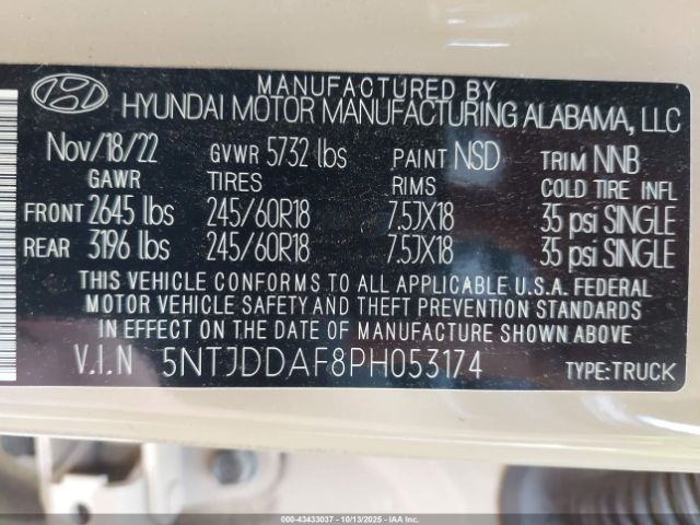 2023 HYUNDAI SANTA CRUZ 5NTJDDAF8PH053174 Photo 8