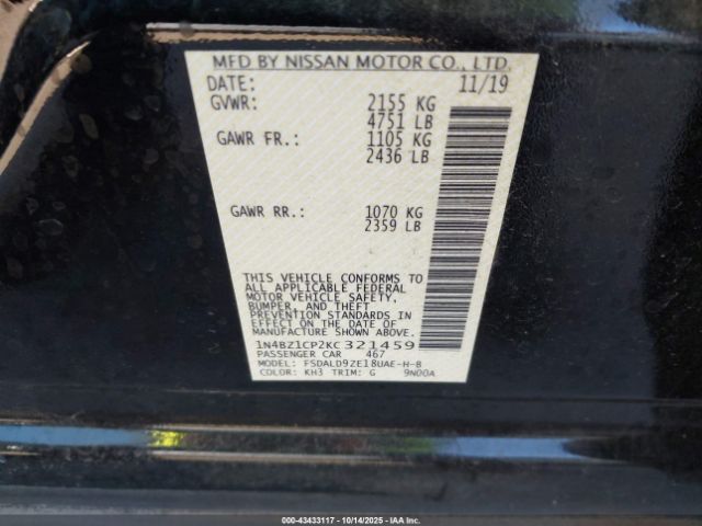 2019 NISSAN LEAF 1N4BZ1CP2KC321459 Photo 8