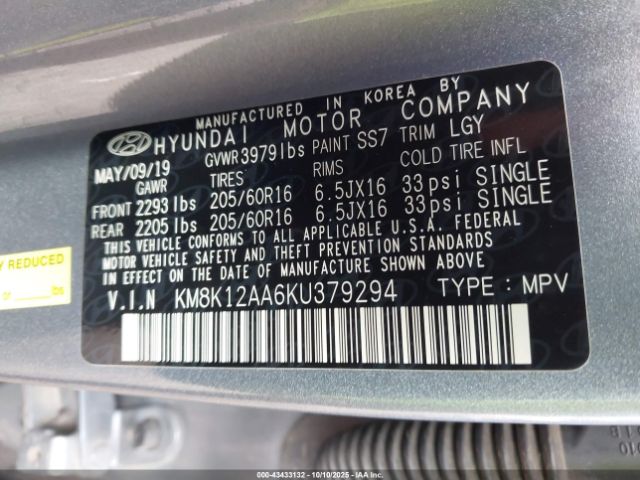 2019 HYUNDAI KONA KM8K12AA6KU379294 Photo 8