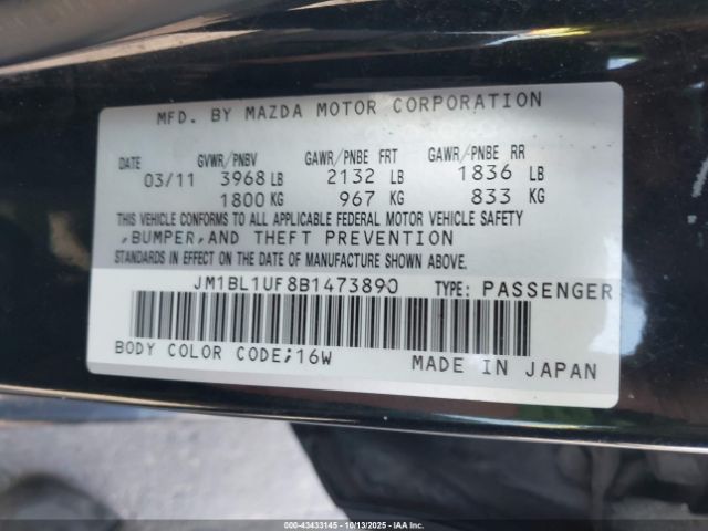 2011 MAZDA MAZDA3 JM1BL1UF8B1473890 Photo 8