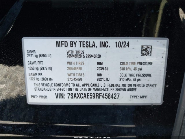 2024 TESLA MODEL X 7SAXCAE59RF458427 Photo 8