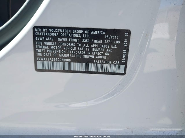 1VWAT7A37GC060960 Volkswagen 1.8t