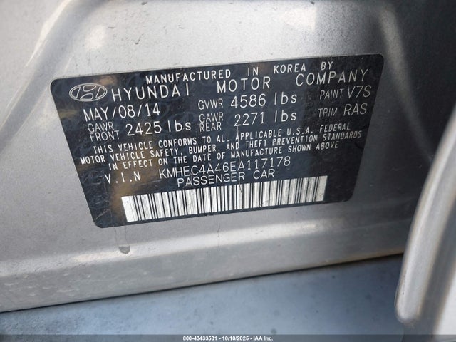 Hyundai Sonata 2014 KMHEC4A46EA117178 Image 9