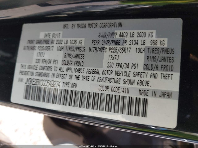 Aukcja sprzedaży 2016 Mazda Cx-5 Sport, vin: JM3KE2BY0G0649274, numer aukcji: 43433542