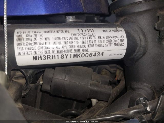 2021 YAMAHA YZFR3 MH3RH18Y1MK006434 Photo 9
