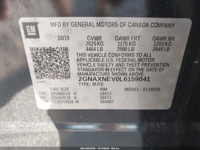 2020 CHEVROLET EQUINOX 2GNAXNEV0L6159041 Photo 8