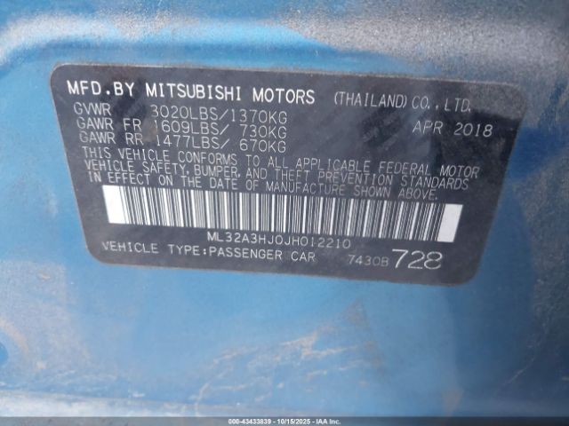 2018 MITSUBISHI MIRAGE ML32A3HJ0JH012210 Photo 8