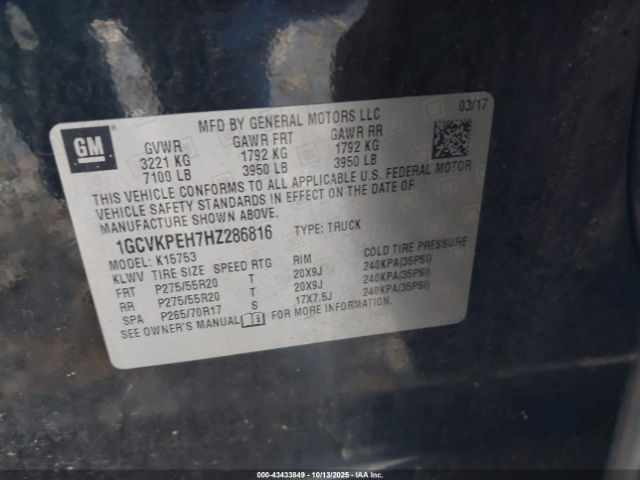 2017 CHEVROLET SILVERADO 1500 1GCVKPEH7HZ286816 Photo 8