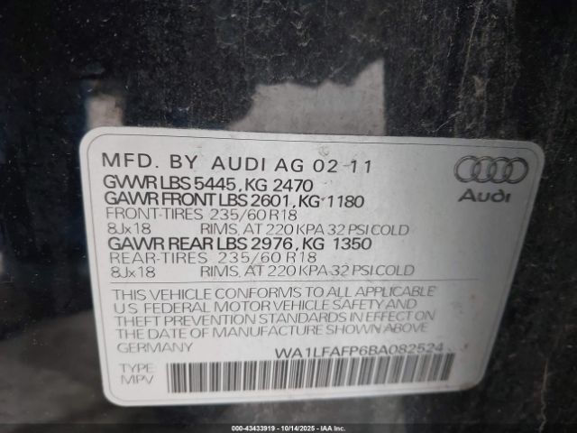 2011 AUDI Q5 WA1LFAFP6BA082524 Photo 8