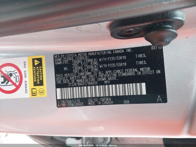 Lexus 2gr-fe 2015 2T2ZK1BA2FC184820 Image 9