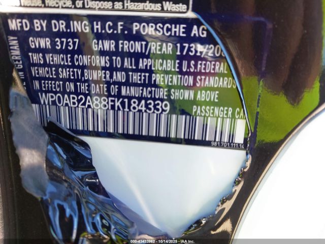 2015 PORSCHE CAYMAN WP0AB2A88FK184339 Photo 8