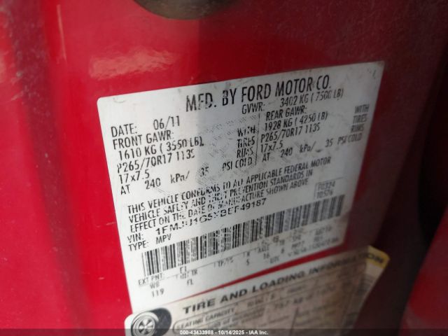 2011 FORD EXPEDITION 1FMJU1G5XBEF49187 Photo 8