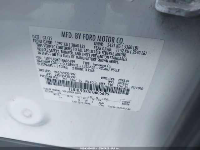 2015 LINCOLN MKS 1LNHL9DK5FG605699 Photo 8