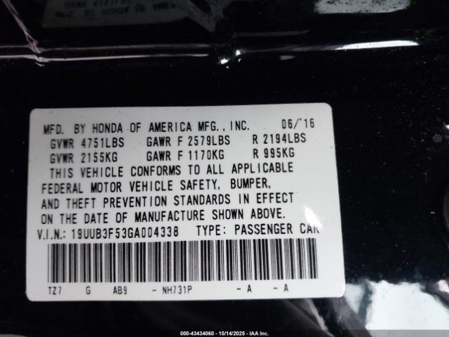 2016 ACURA TLX 19UUB3F53GA004338 Photo 8