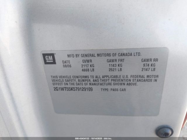 2007 CHEVROLET IMPALA 2G1WT55K579129109 Photo 8