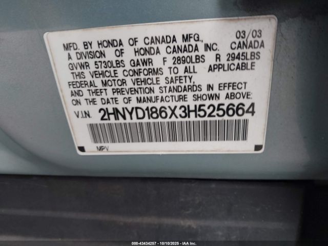 2003 ACURA MDX 2HNYD186X3H525664 Photo 8