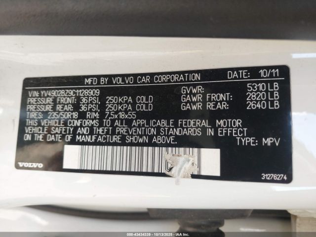 2012 VOLVO XC70 YV4902BZ9C1128909 Photo 8