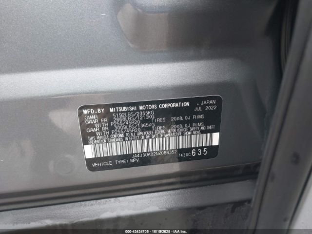 2022 MITSUBISHI OUTLANDER JA4J3UA82NZ086352 Photo 8