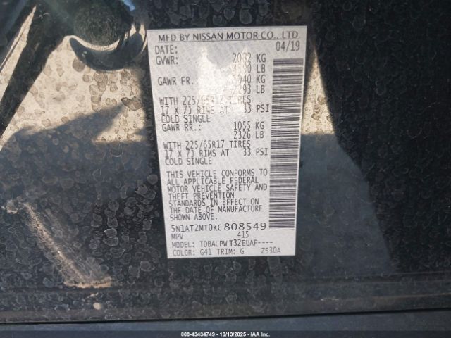 2019 NISSAN ROGUE 5N1AT2MT0KC808549 Photo 8