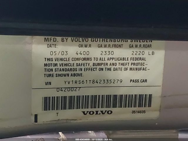 2004 VOLVO S60 YV1RS61T842335279 Photo 8