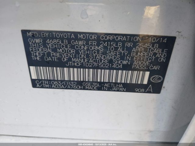 2015 LEXUS IS 250 JTHCF1D27F5021404 Photo 8