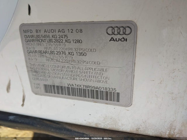 2009 AUDI Q5 WA1KK78R99A018335 Photo 8