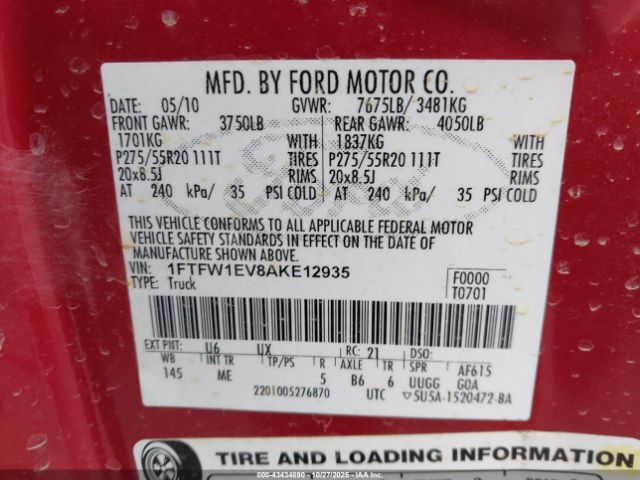 2010 FORD F-150 1FTFW1EV8AKE12935 Photo 8