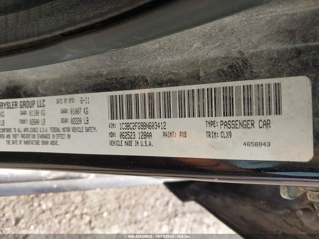 Aukcja sprzedaży 2011 Chrysler 200 Limited, vin: 1C3BC2FG9BN603412, numer aukcji: 43434903
