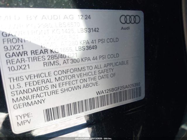 2025 AUDI SQ6 E-TRON WA125BGF2SA025392 Photo 8